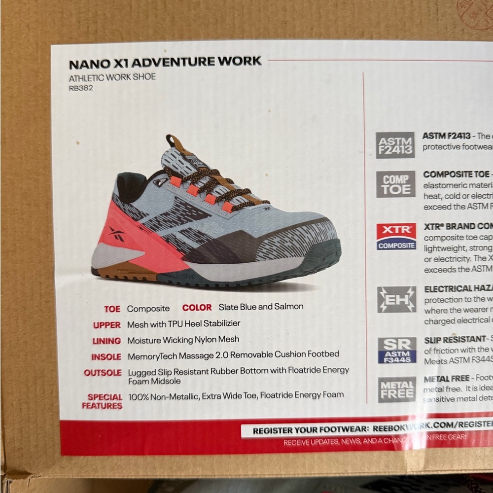 Reebok Nano X1 Adventure Work Shoes - Slate Blue and Salmon